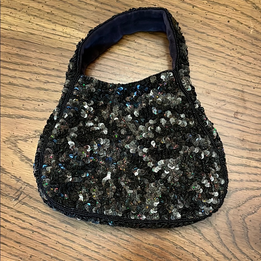 Sequin Embellished Black Evening Bag‎